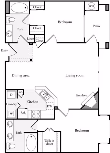 2 Beds • 1 Bath 3109 floor plan